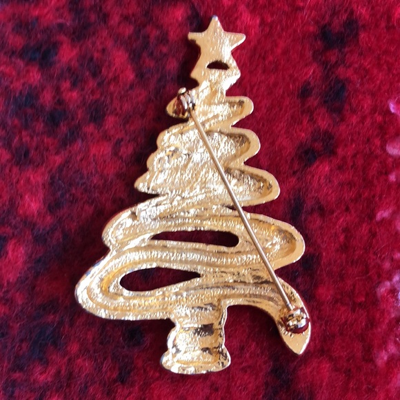 Vintage 90’s Christmas Tree gold tone pin/ brooch - Picture 2 of 6